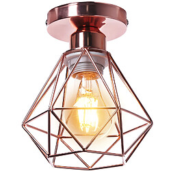 Stoex Plafonnier Rétro Or Rose Lampe de Plafond E27 Cage en Métal Luminaire Plafonnier Vintage D'Intérieur 