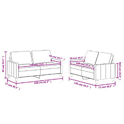 vidaXL Ensemble de canapés 2 pcs avec coussins Crème Similicuir pas cher