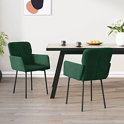 Maison Chic Lot de 2 Chaises à manger | Chaise de salle à manger cuisine Vert foncé Velours -GKD31835