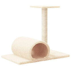 Arbre à chat,niche pour chat avec tunnel Crème 60x34,5x50 cm -MN50414 pas cher