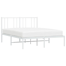 Avis Maison Chic Lit adulte 150x200cm- Cadre de lit métal avec tête de lit pour chambre blanc -MN76272