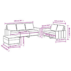 vidaXL Ensemble de canapés 3 pcs avec coussins Gris foncé Tissu pas cher