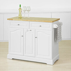 SoBuy FKW100-WN Desserte Roulante Meuble de Rangement à roulettes Chariot de Service Buffet Commode Bahut en Bois 