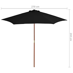 vidaXL Parasol de jardin avec mât en bois noir 270 cm pas cher