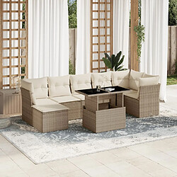 vidaXL Salon de jardin avec coussins 8 pcs beige résine tressée