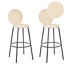 Beliani Tabouret de bar Set de 2 Bouclé Beige clair EMERY 