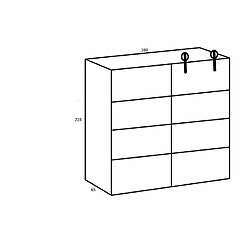 Inside 75 Armoire MODRICH 180 x 228 cm porte coulissante 1 porte graphite 1 porte chêne vieilli 2 roulettes fontes