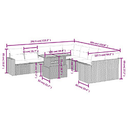 Avis vidaXL Salon de jardin 11 pcs avec coussins noir résine tressée