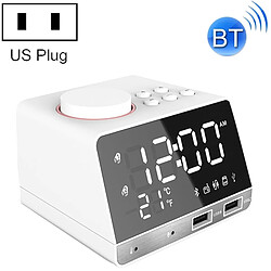 Wewoo K11 Bluetooth réveil haut-parleur Creative Digital Music Clock Display Radio avec double interface USB, support U disque / carte TF / FM / AUX, prise US (blanc) 