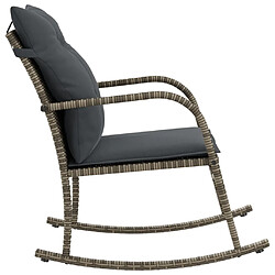 Acheter vidaXL Chaise à bascule de jardin avec coussins gris résine tressée