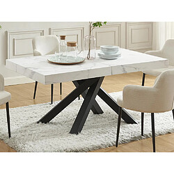 Avis Vente-Unique Table à manger extensible 6 à 10 personnes en MDF et métal - Effet marbre blanc et noir - CATONAV