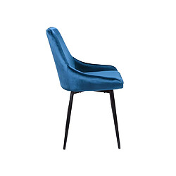 Acheter Vente-Unique Lot de 6 chaises - Velours et métal noir - Bleu nuit - MASURIE