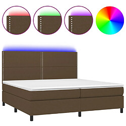 vidaXL Sommier à lattes de lit matelas et LED Marron foncé 200x200 cm