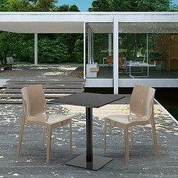 Grand Soleil Table carrée 60x60 noire avec 2 chaises colorées Ice Licorice, Couleur: Noir
