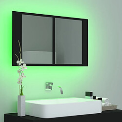 Maison Chic Armoire à miroir de salle de bain,Meuble de rangement,Meuble bas de bain LED Noir 80x12x45 Acrylique -GKD256536 pas cher