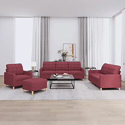 vidaXL Ensemble de canapés 4 pcs avec coussins Rouge bordeaux Tissu