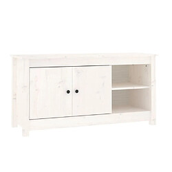 Maison Chic Meuble TV scandinave - Banc TV pour salon Blanc 103x36,5x52 cm Bois de pin massif -MN97337