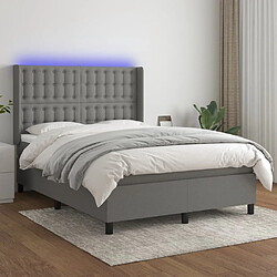 Vidaxl Sommier à lattes de lit matelas LED Gris foncé 140x200 cm Tissu