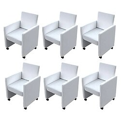 Maison Chic Lot de 6 Chaises à manger,Chaise pour cuisine blanc similicuir -MN96072