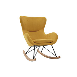 Miliboo Rocking chair design tissu effet velours jaune moutarde ESKUA