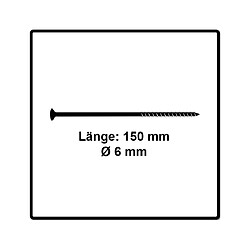 Fischer Power-Fast II FPF II Vis à bois aggloméré 6,0x150 mm, 100 pcs., tête fraisée, empreinte Torx, filetage total, zingué et passivé bleu ( 670463 )