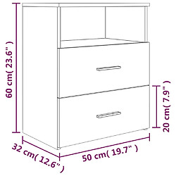 vidaXL Tables de chevet 2 pcs Sonoma gris 50x32x60 cm pas cher