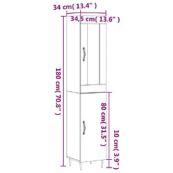 vidaXL Buffet haut Chêne marron 34,5x34x180 cm Bois d'ingénierie pas cher