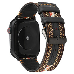 Wewoo Pour Apple Watch Séries 5 et 4 Bracelet en Cuir Véritable Style Ethnique 38mm / 3 & 2 & 1 38mm Bohême 