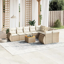 Maison Chic Salon de jardin avec coussins 10 pcs, Ensemble Tables et chaises de jardin, beige résine tressée -GKD658248