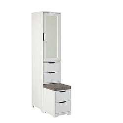 Pegane Armoire meuble de rangement en bois massif coloris blanc - Longueur 44 x Hauteur 205 x Profondeur 46.3 cm  