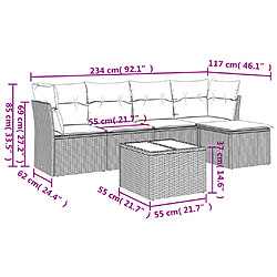 Acheter vidaXL Salon de jardin avec coussins 6 pcs beige résine tressée