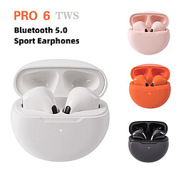 GUPBOO Casque sans fil Pro 6 TWS 8D Casque Hi-Fi stéréo avec micro Casque Bluetooth Écouteurs antibruit pour tous les téléphones intelligents 