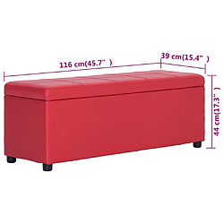 vidaXL Banc avec compartiment de rangement 116 cm Rouge Similicuir pas cher