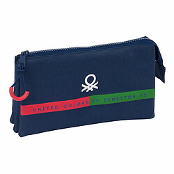 Trousse Fourre-Tout Triple Benetton Italy Blue marine 22 x 12 x 3 cm