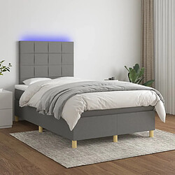 vidaXL Sommier à lattes de lit et matelas et LED Gris foncé 120x200 cm 