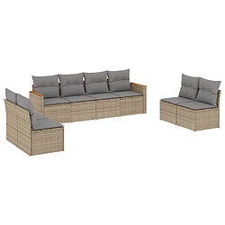 vidaXL Salon de jardin avec coussins 8 pcs beige résine tressée