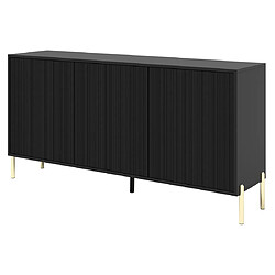 Bestmobilier Velloso - Buffet 3 portes - noir et pieds dorés - 154 cm