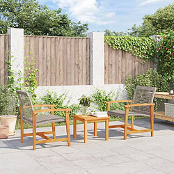 vidaXL Chaises de jardin lot de 2 gris résine tressée et bois d’acacia 