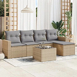 vidaXL Salon de jardin avec coussins 6 pcs beige résine tressée 