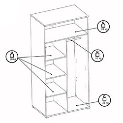 Avis Mes Armoire 2 portes 100 cm décor béton et blanc mat - ASHY