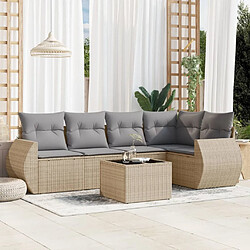 vidaXL Salon de jardin avec coussins 6 pcs beige résine tressée 