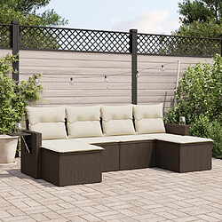 Maison Chic Salon de jardin avec coussins 6 pcs, Ensemble Tables et chaises de jardin, marron résine tressée -GKD324448