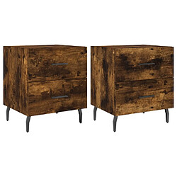 Maison Chic Lot de 2 Tables de chevet - Tables de Nuit chêne fumé 40x35x47,5cm bois d’ingénierie