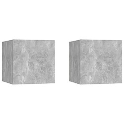 Maison Chic Lot de 2 Tables de chevet - Tables de Nuit Gris béton 30,5x30x30 cm Aggloméré