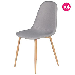 Lot de 4 Chaises Repas Contemporain en Tissu Gris Lira KosyForm