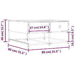 vidaXL Table basse sonoma gris 80x80x40 cm bois d'ingénierie pas cher