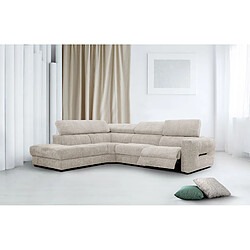 Courtois Laville Canapé d'angle gauche Calvera 5 places avec un relax électrique tissu beige