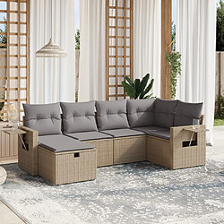 vidaXL Salon de jardin avec coussins 6pcs mélange beige résine tressée 