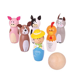 Bigjigs Toys BIGJIGS Wooden Bowlingset Farm, 7dlg. 