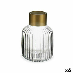 Gift Decor Vase Transparent Doré verre 14,5 x 22 x 14,5 cm (6 Unités)